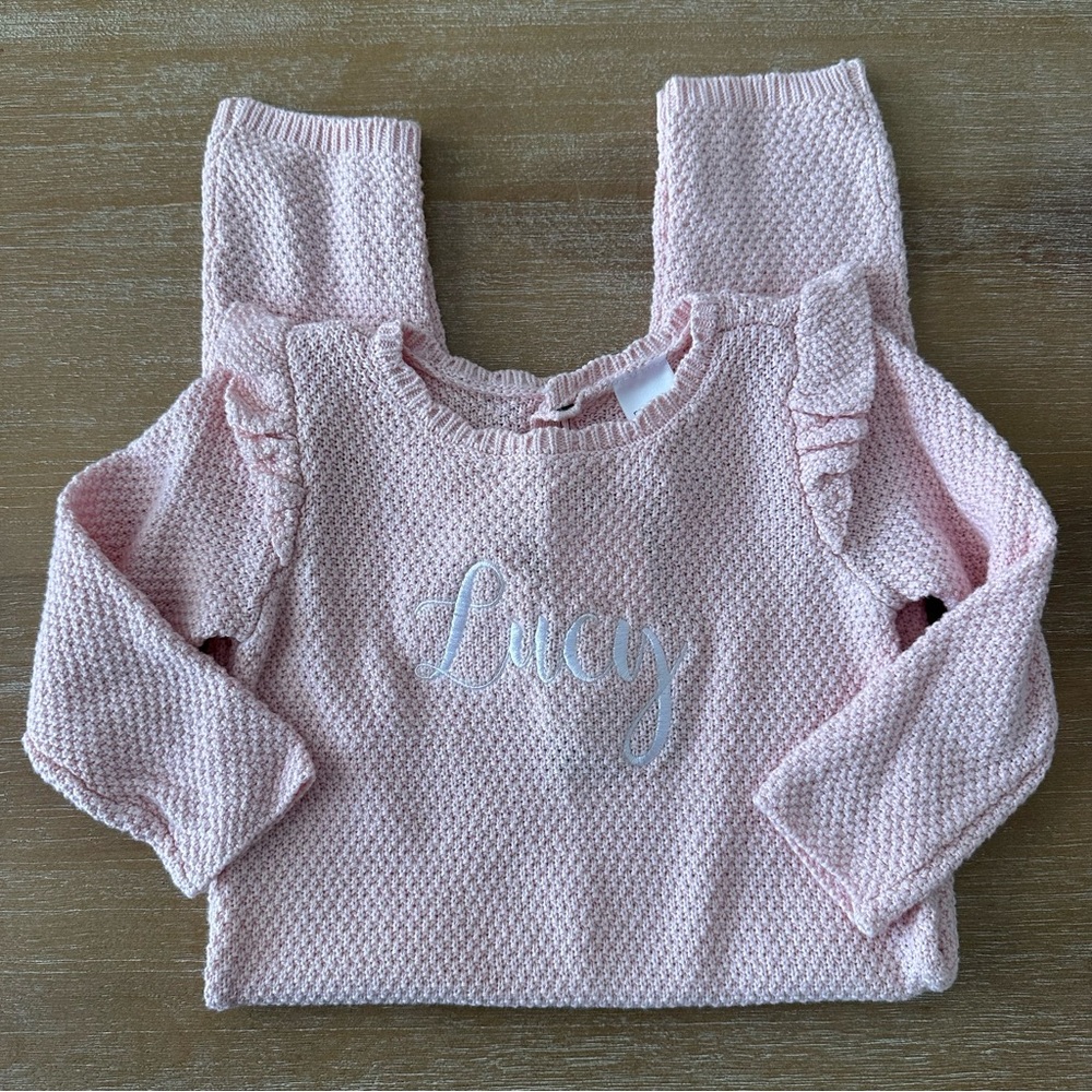 Knit Romper Embroidered Name Lucy